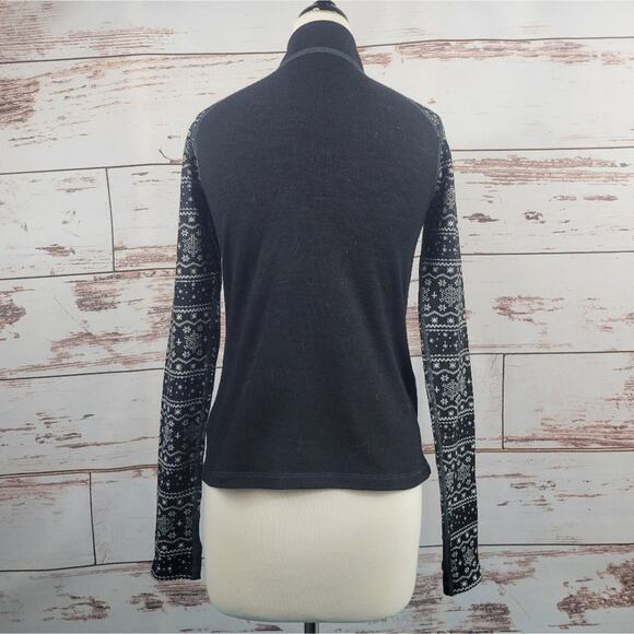 Terramar Woolskins Merino Blend 1/2 Zip Pullover Black Snowflake Size Small - Picture 3 of 7